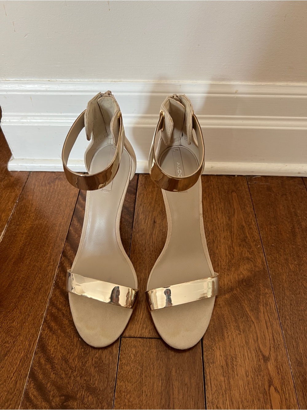 Cream Suede and Gold Sandal from Aldo - Size US 8